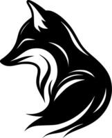 A black and white fox head on a white background vector