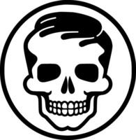 A skull with a black and white face in a circle vector