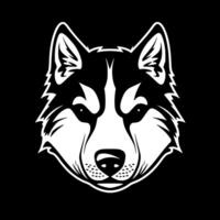 A white husky head on a black background vector