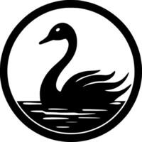 A black and white swan in a circle vector