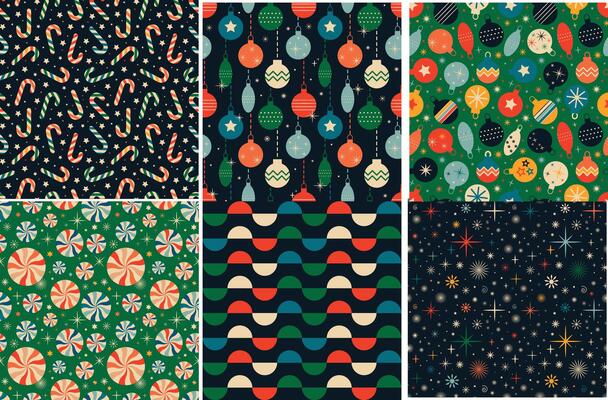 Retro Vintage Christmas seamless patterns set