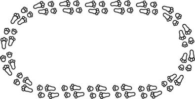 round bunny foot print trace frame with copy space for text or design vector