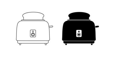 side view bread toaster icon set vector