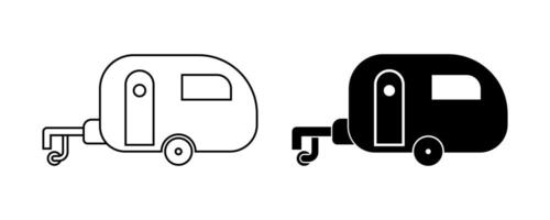 side view caravan icon set isolated on white background vector