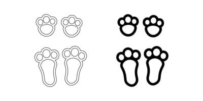 Bunny footprint icon set isolated on white background vector