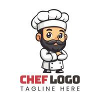 Chef logo design with a beard and mustache vector
