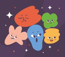 Playful Set of Cute Abstract Character Expressions vector