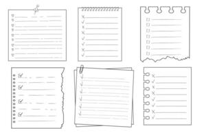 Set To do check list page doodle blank. Reminder, memo note hand drawn isolated on white. Pencil planner, notepad, sheet. vector