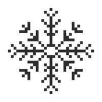 Pixel snowflake winter retro pixilated 8 bit game stamp. Holiday flake ornament. Simple crystal ornament. vector