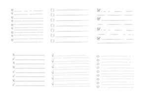 Set To do check list page doodle blank. Reminder, memo note hand drawn isolated on white. Pencil planner, notepad, sheet. vector