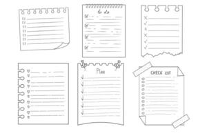 Set To do check list page doodle blank. Reminder, memo note hand drawn isolated on white. Pencil planner, notepad, sheet. vector