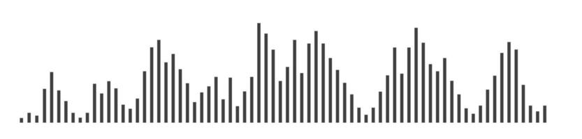 Sound wave or voice message waveform. Podcast, media record, radio signal. Decibel audio record icon isolated on white background. Equalizer line vector
