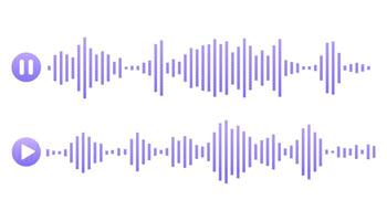 Sound wave or voice message waveform. Podcast, media record, radio signal. Decibel audio record icon isolated on white background. Equalizer line vector