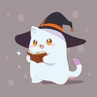 cat reading a book vector