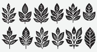 Stylish Leaves Icon Silhouettes for Unique Visual Branding Solutions vector