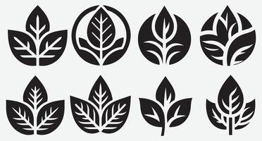 Unique Line Art of Tropical Leaves Icon Set for Professional Design Projects vector