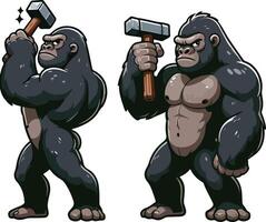Group of Gorilla Silhouette isolated on white background Minimalist gorilla vector