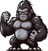A minimal and Gorilla silhouette with a black color silhouette white background vector
