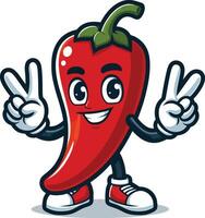 Red chili with happy face vector