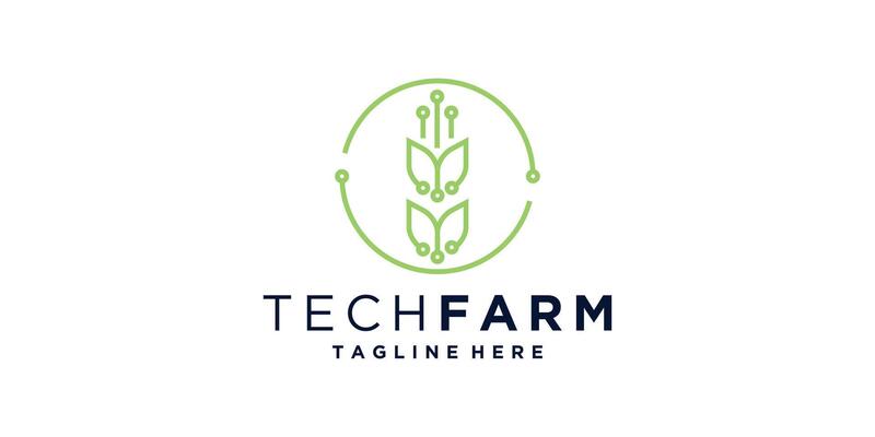 logo design tech farm, circuit, agriculture, farming, harvest, leaf, organic, nature, logo design , symbol, icon, creative, idea.