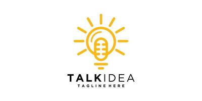 logo design talk idea,microphone,inspiration,smart,solution,light,bright,logo design ,symbol,icon,creative,idea. vector