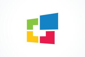 Abstract Square Window Flat Business Logo Design Element vector