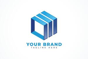 Abstract hexagon cube box flat logo design concept vector