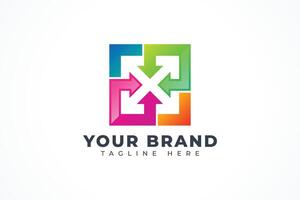 Square Arrow Logo. Out of Box Direction Icon Design Template Element. Flat Illustration. vector