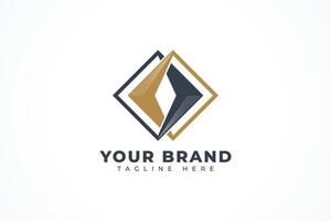 Connection Chain Square Shape Flat Logo Design Template vector