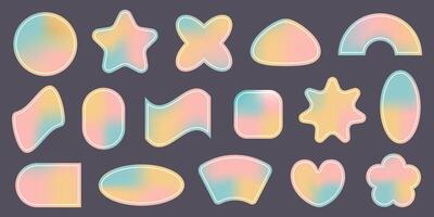 Y2k retro various geometric elements set vector