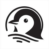 Sleek penguin silhouette in flat design vector