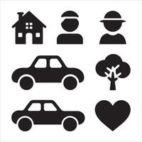 Black Filled Icon Set Silhouette on White Background vector