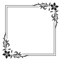 Black and white frame with flowers silhouettes Copy space clip art. vector