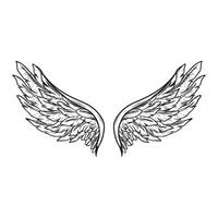 Wings icon in monochrome style on a white background illustration vector