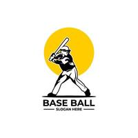 baseball player silhouette logo vector