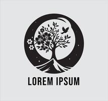 A logo for a tree with a bird on it vector