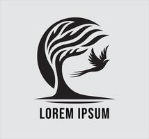 A logo with a tree and a bird vector