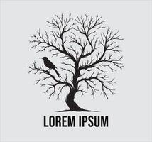 Tree with no leaves and a bird on top vector