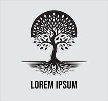 Tree with roots and leaves logo design vector