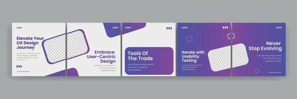 How to be better ux designer media carousel, Linkedin and Instagram carousel template for design coach vector
