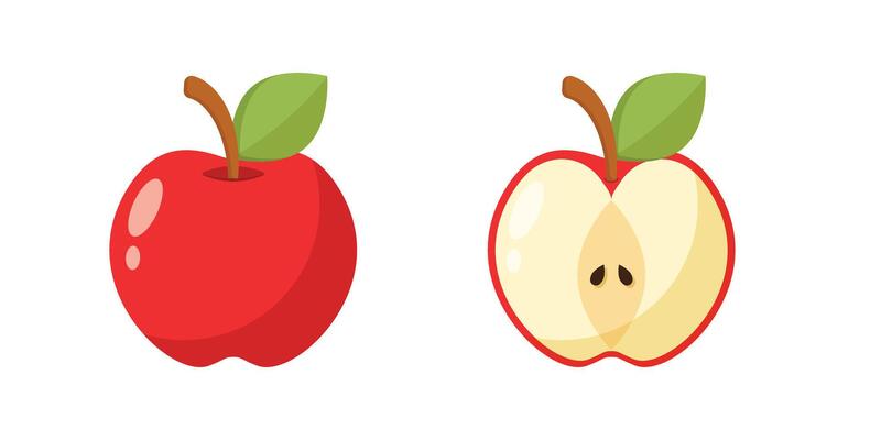 Apple fruit icon set in flat style. Healthy dessert illustration on isolated background. Fresh food sign business concept.