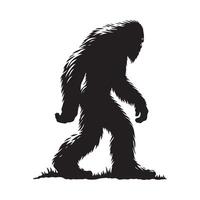 White background showcasing Sasquatch silhouettes in isolation vector