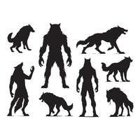 Werewolf shadow forms set against a white background vector