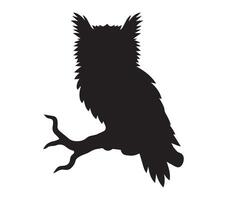 Black outline of African Scops Owl on white background vector