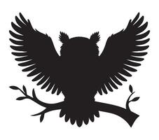 Silhouette of African Scops Owl against white backdrop vector