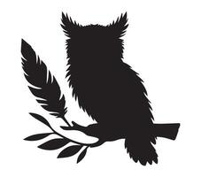 African Scops Owl form in silhouette, set on white vector
