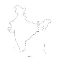 isolated simplified illustration icon with black line silhouette of India map. White background vector