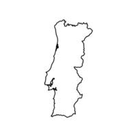 isolated simplified illustration icon with black silhouette of Portugal map. White background vector