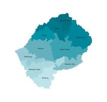 isolated illustration of simplified administrative map of Lesotho. Borders and names of the districts, regions. Colorful blue khaki silhouettes vector