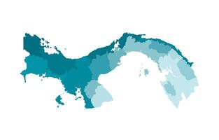 isolated illustration of simplified administrative map of Panama. Borders of the provinces, regions. Colorful blue khaki silhouettes vector